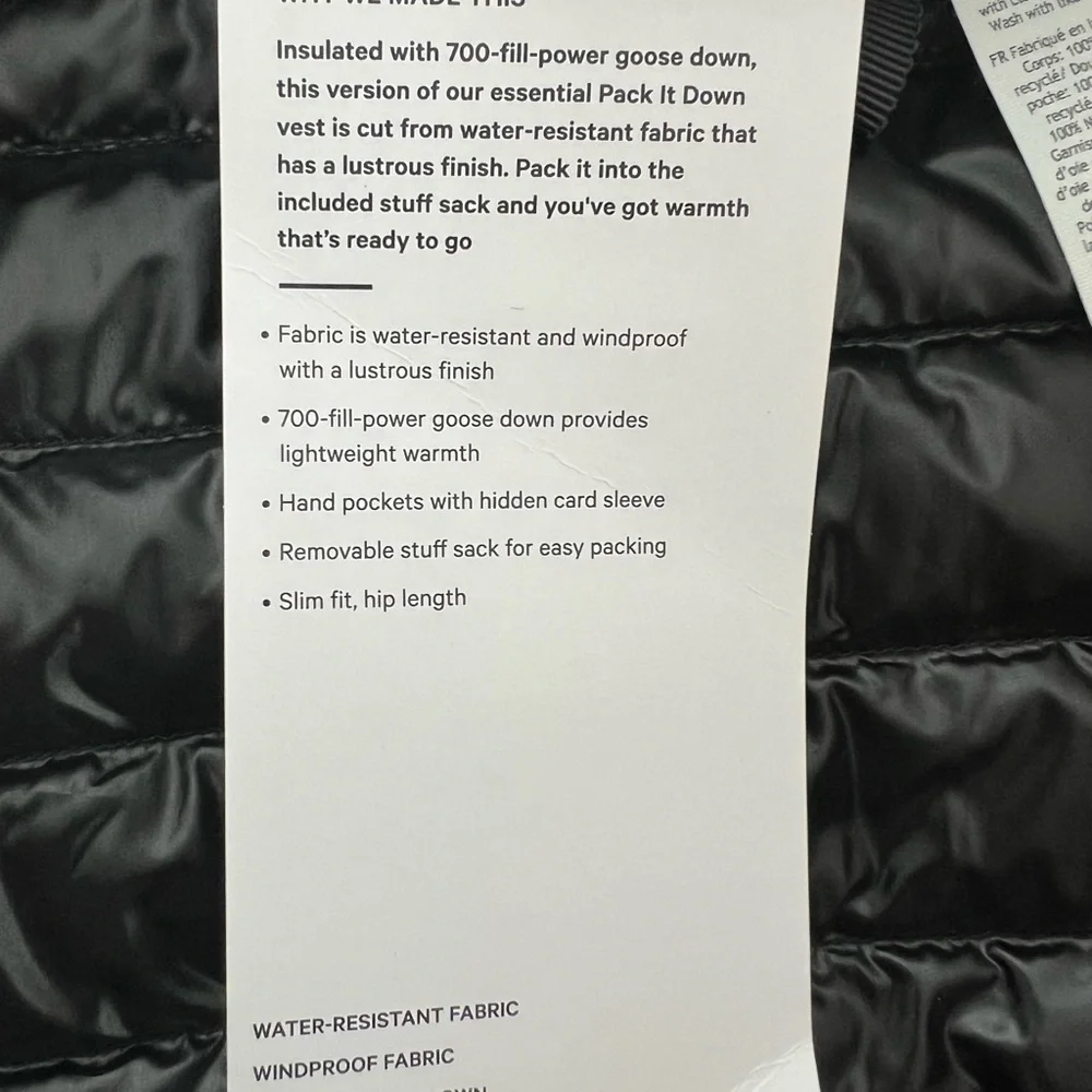 Lululemon Pack It Down Vest Lustre Black NWT Size 10 - Picture 5 of 8